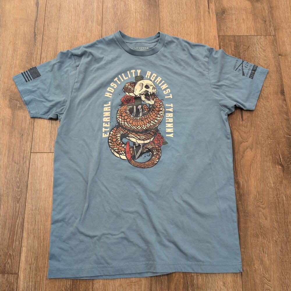 Grunt Style Men's‎ Large Shirt Snake Skull Grunge Punk Biker USA Flag